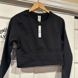 PINK Victoria's Secret Sleek Black Long Sleeve Crop Top
